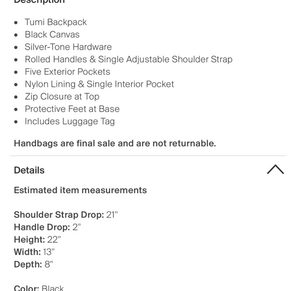 Tumi black canvas backpack with silver-tone hardware - Picture 7 of 7